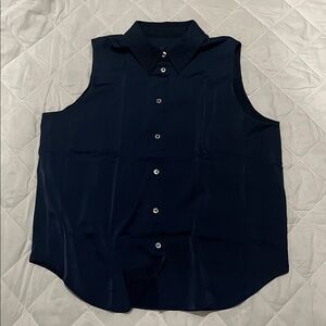 Banana Republic Dark Blue Sleeveless Button-Down Shirt